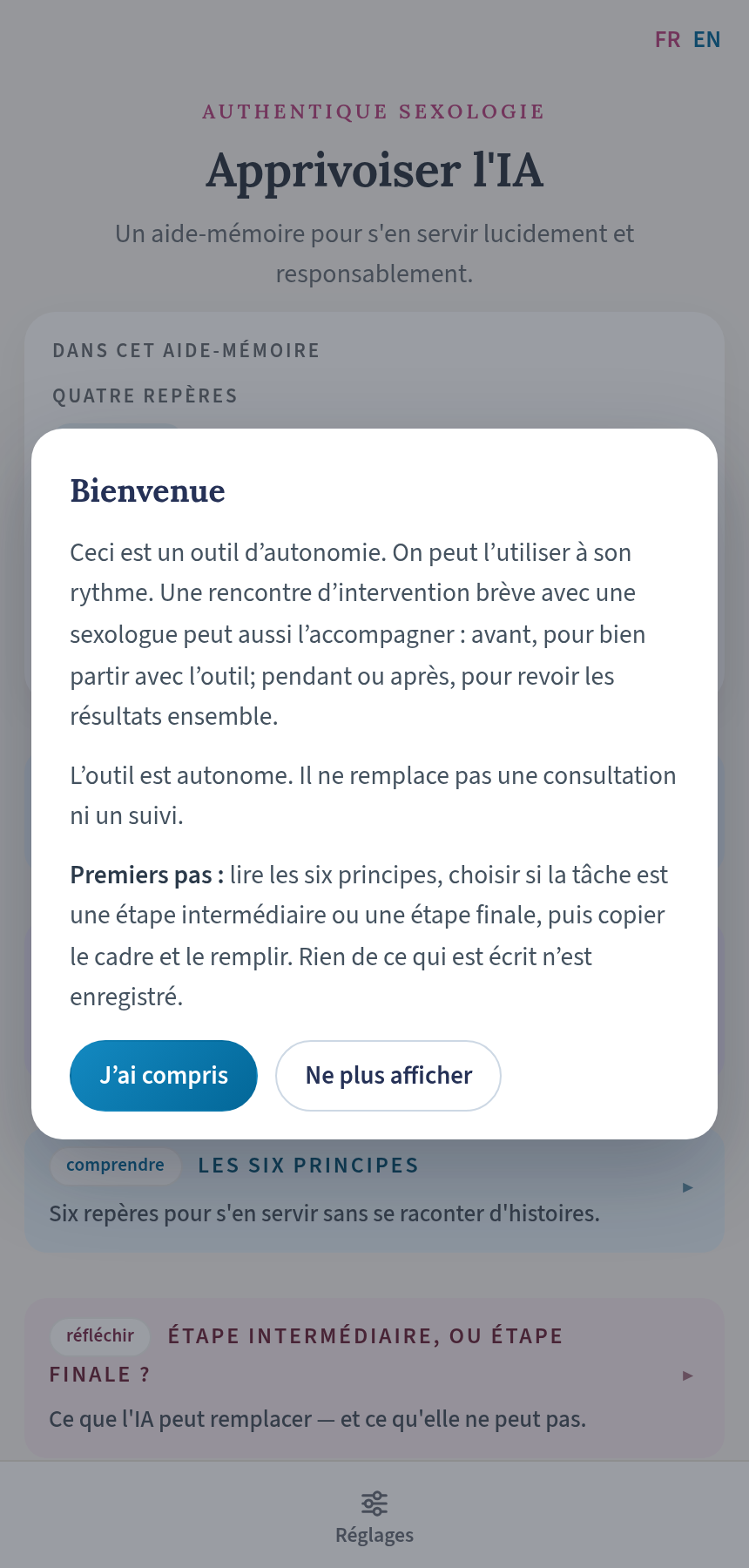 Aperçu de l'aide-mémoire Apprivoiser l'IA.